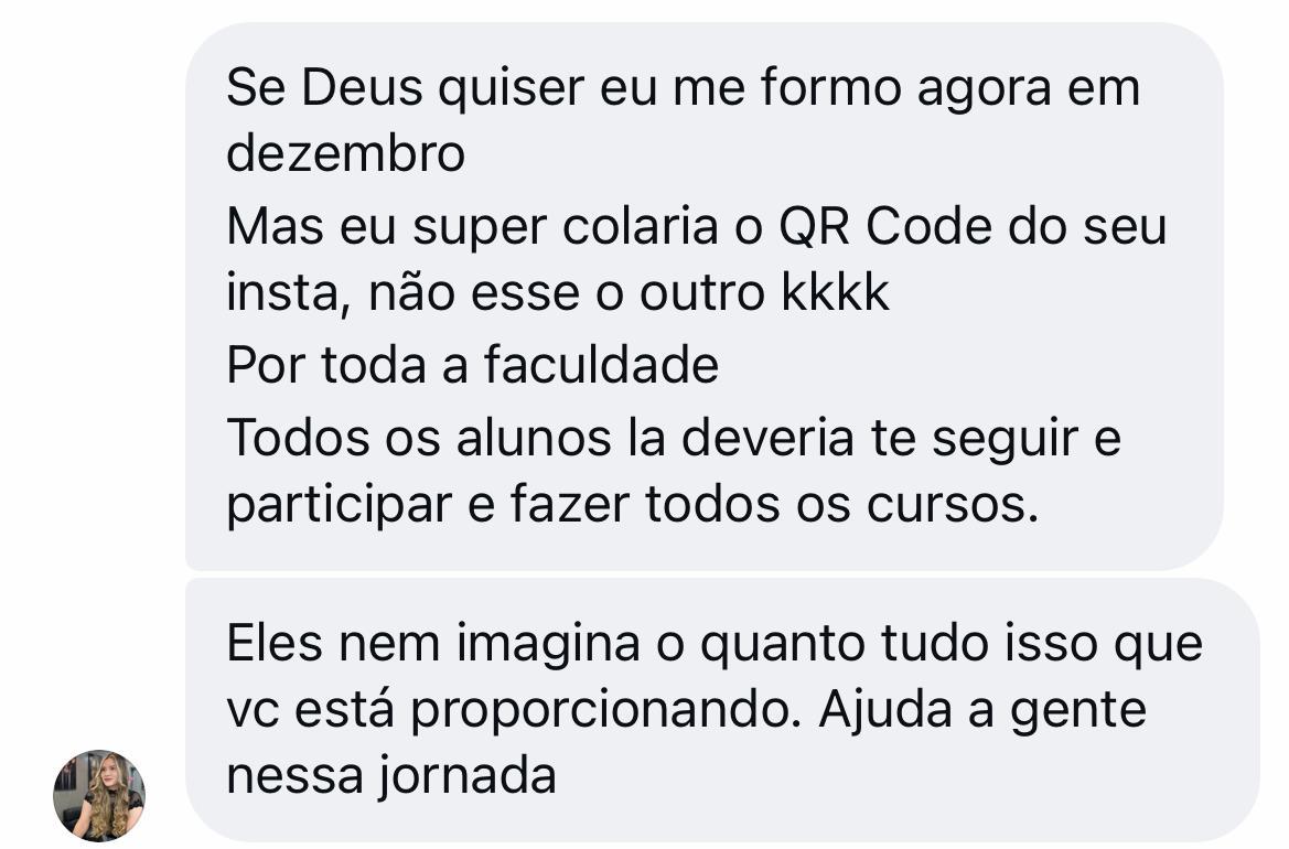 Depoimento de aluna sobre o curso